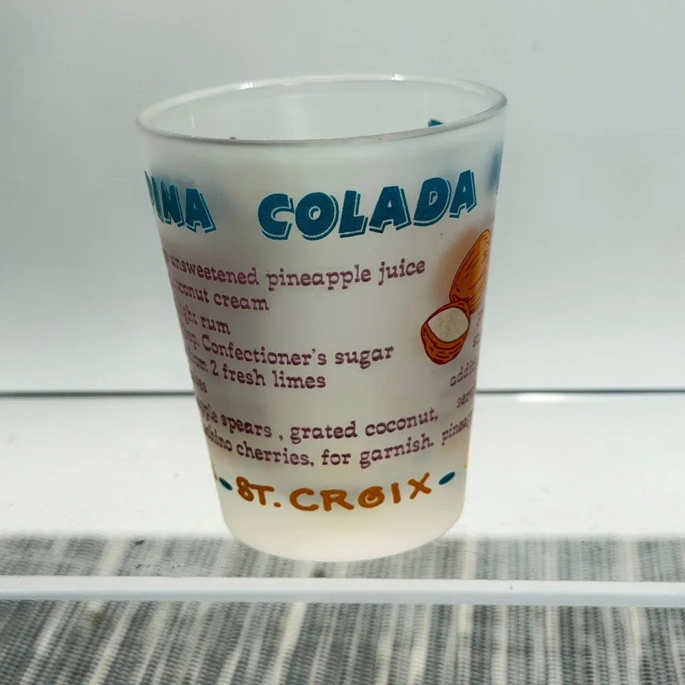 US Virgin Islands Pina Colada Recipe Frosted Shot Glass St Thomas Croix John